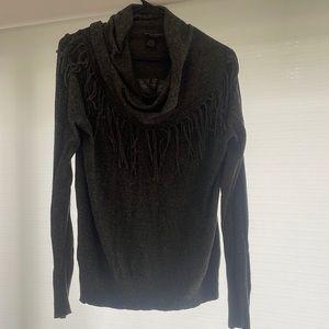 Gray scarf neck long sleeve